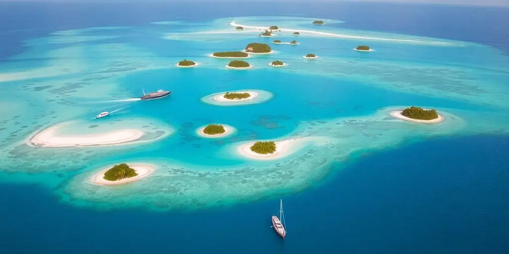 Aerial view of Siargao's islands and turquoise waters.