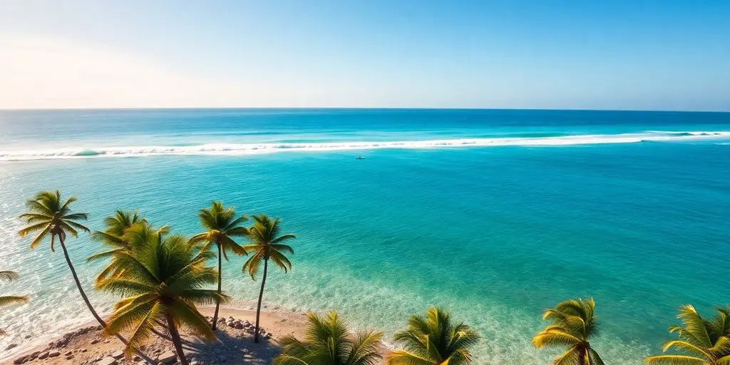 Aerial view of surfers on Siargao Island waves.