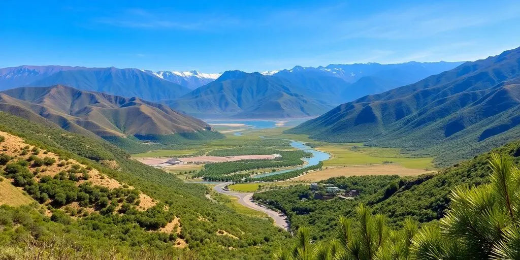 Lush Paradise Valley landscape with mountains and clear water.