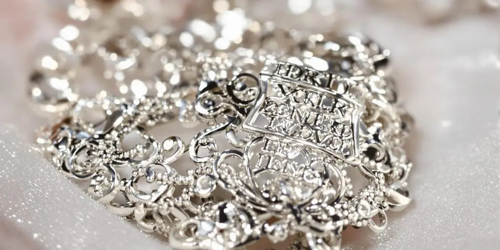 Close-up of authentic silver jewelry piece.