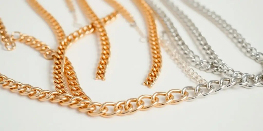 Stylish Cuban link chains in gold and silver finishes.