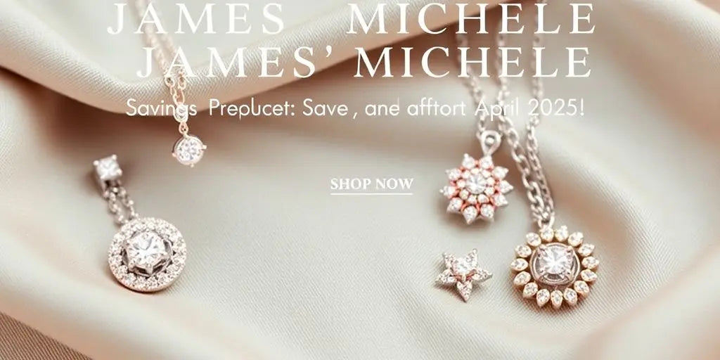 Elegant jewelry display from James Michelle for April savings.