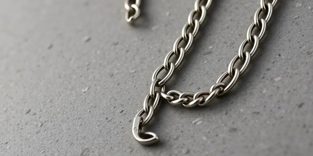 Men's 18-inch chain necklace on a textured background.