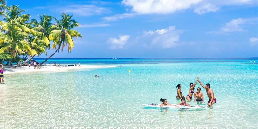 Family enjoys a sunny day at the beach in Siargao.