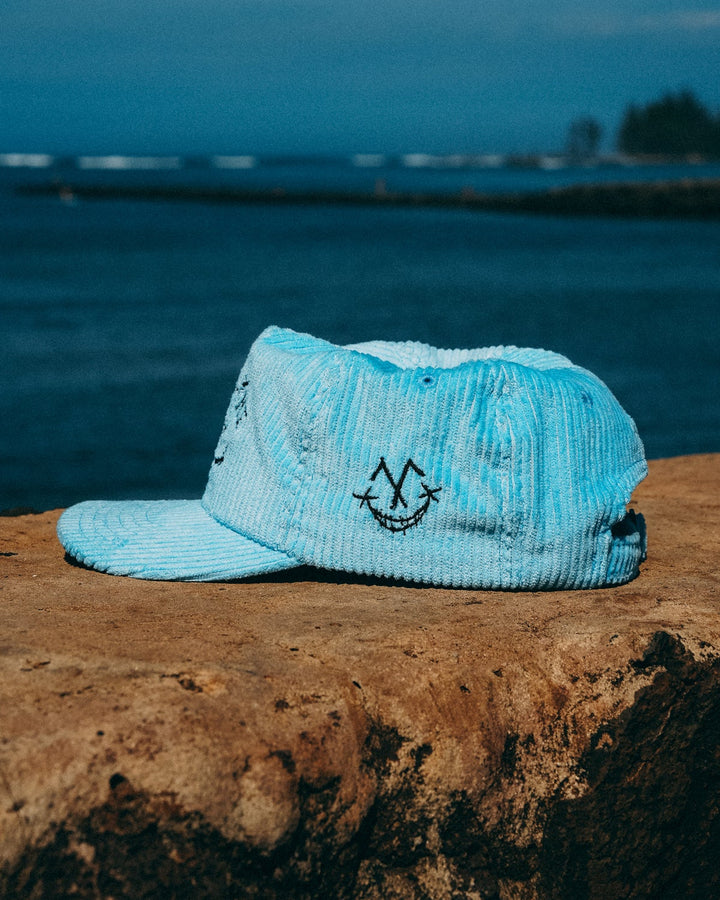 blue corduroy hat