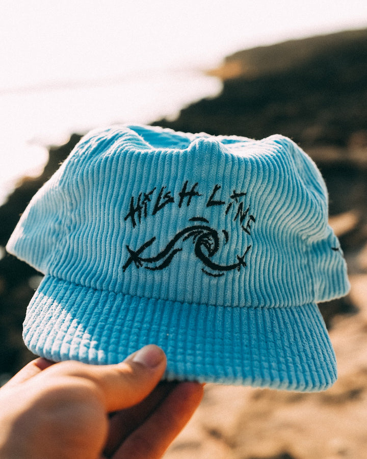 blue corduroy hat