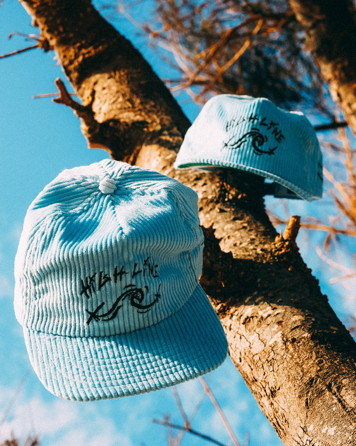 blue corduroy hat