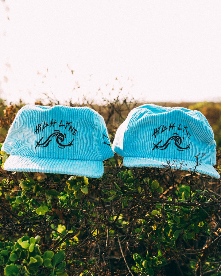 blue corduroy hat