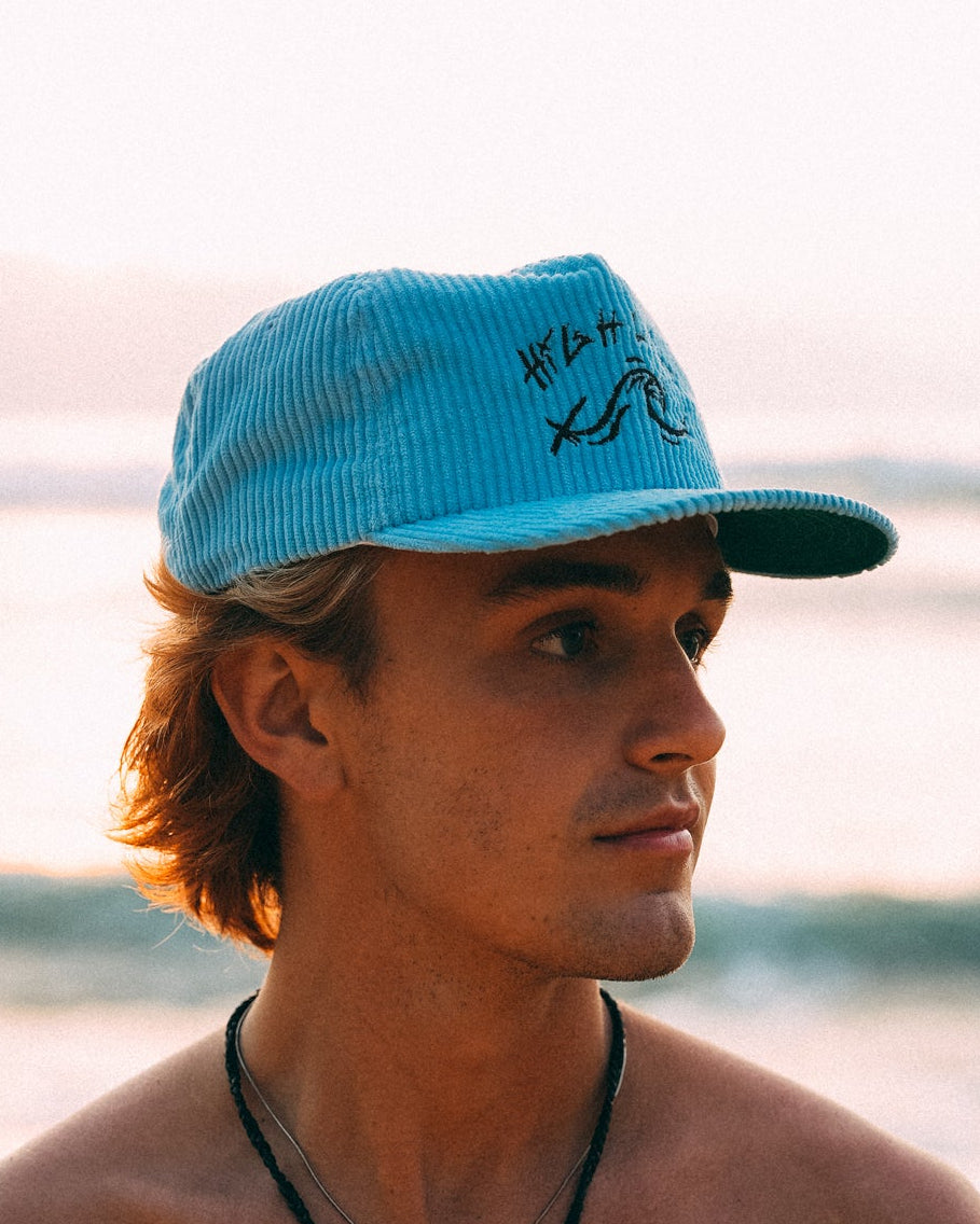 blue corduroy hat