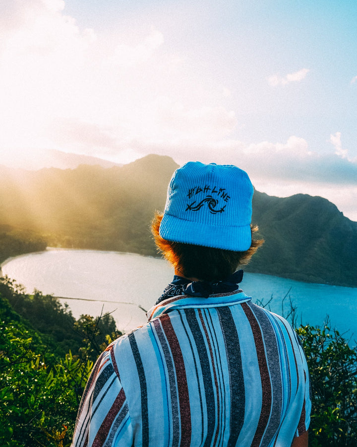blue corduroy hat