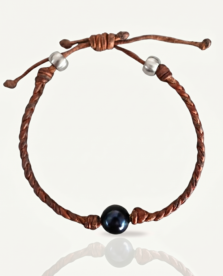 Black Pearl Bracelet with silver beads
